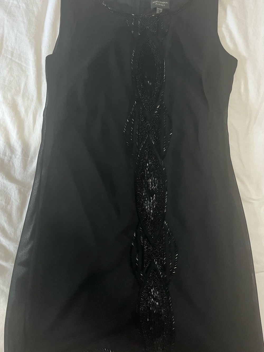 Adrianna Papell Black Beaded Sleeveless Mini Dress